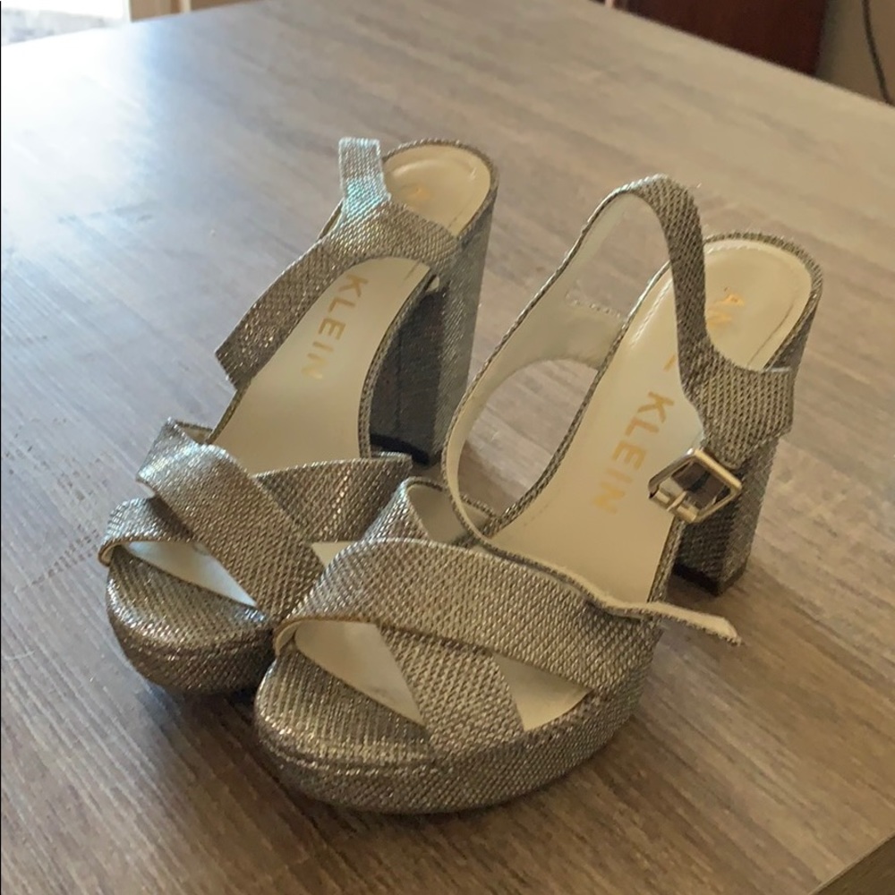 Anne Klein metallic platform heels